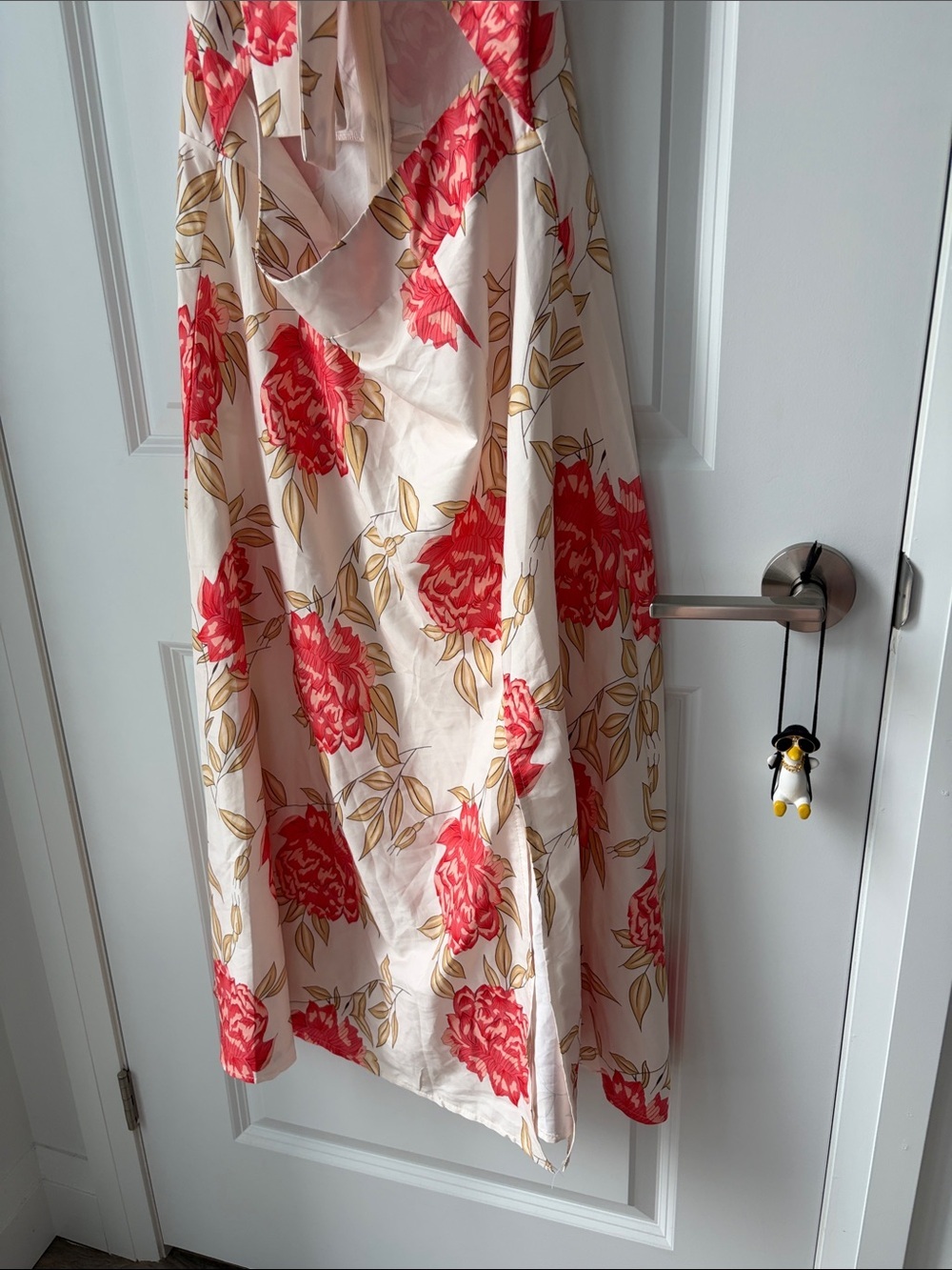 Amazon Tie Front Open Back Floral Slit Beach Dress - Picture 3 of 8